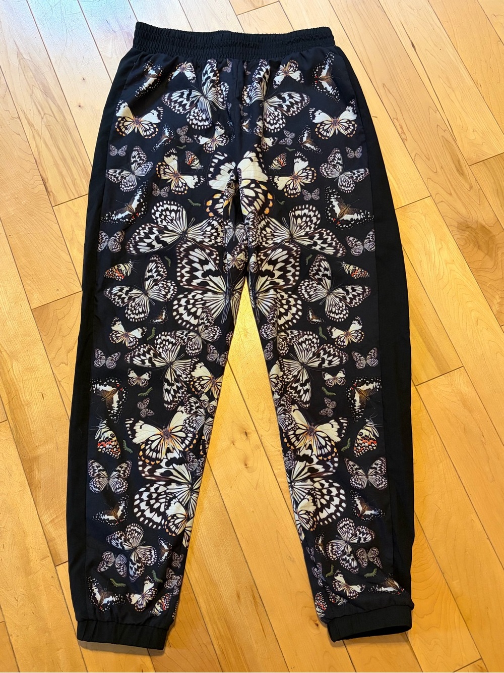 Terez Black Butterfly Print Jogger Pants size medium